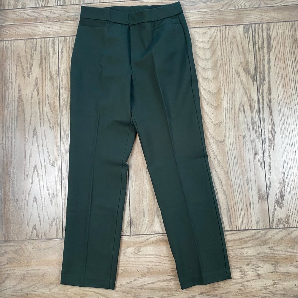 Susan Graver Regular Smart Ponte Knit Slim Leg Pant (Evergreen, XXS)